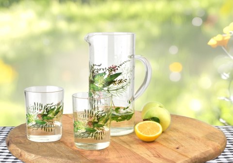 Szklany Dzbanek z Wzorem Roślinnym IDYLLIC 1,4L – Elegancki Dzbanek na Wodę i Lemoniadę