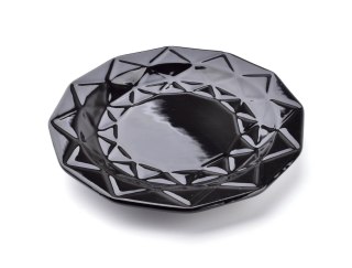 Talerz Deserowy ADEL BLACK – Czarna Ceramika, Elegancki Diamentowy Wzór