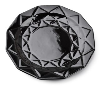 Talerz Obiadowy ADEL BLACK 24 cm – Ceramiczny, Nowoczesny Diamentowy Wzór