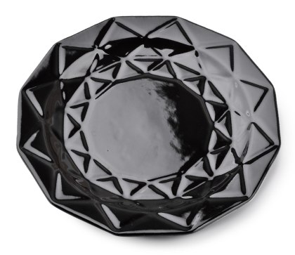 Talerz Obiadowy ADEL BLACK 24 cm – Ceramiczny, Nowoczesny Diamentowy Wzór