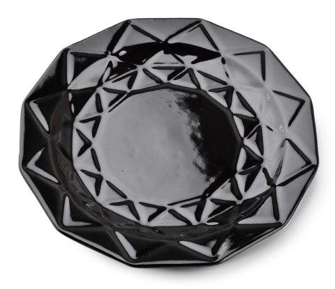 Talerz Obiadowy ADEL BLACK 24 cm – Ceramiczny, Nowoczesny Diamentowy Wzór