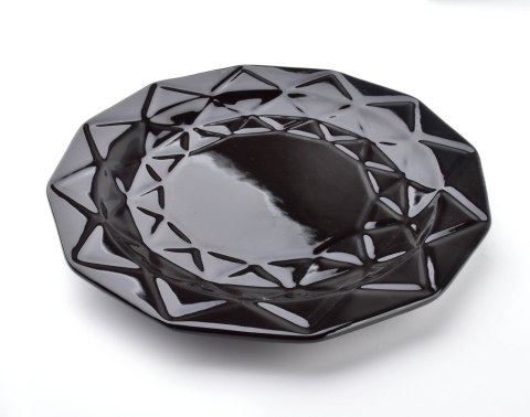 Talerz Obiadowy ADEL BLACK 24 cm – Ceramiczny, Nowoczesny Diamentowy Wzór