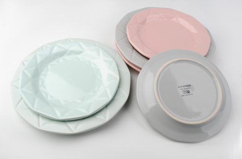 Talerz Obiadowy ADEL GREY 24 cm – Szara Ceramika, Nowoczesny Diamentowy Wzór