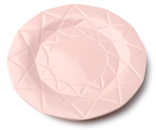 Talerz Obiadowy ADEL PINK 24 cm – Różowa Ceramika, Nowoczesny Diamentowy Wzór