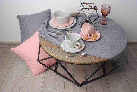 Talerz Obiadowy ADEL PINK 24 cm – Różowa Ceramika, Nowoczesny Diamentowy Wzór