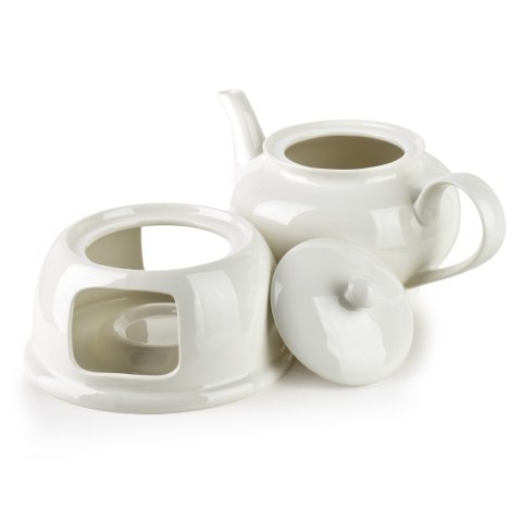 Dzbanek Porcelanowy z Podgrzewaczem BASIC 1,1 l – Biały Zestaw do Herbaty, Eco Box