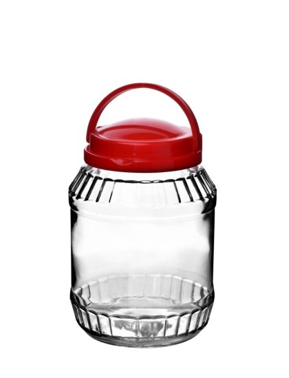 Słój Szklany BASIC KITCHEN 2,0 L – z Czerwoną Pokrywką i Uchwytem, COOKINI