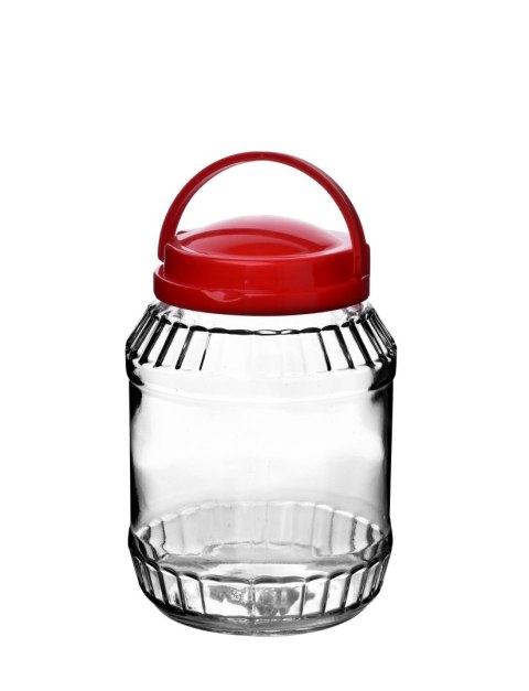 Słój Szklany BASIC KITCHEN 2,0 L – z Czerwoną Pokrywką i Uchwytem, COOKINI