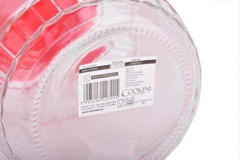 Słój Szklany BASIC KITCHEN 2,0 L – z Czerwoną Pokrywką i Uchwytem, COOKINI