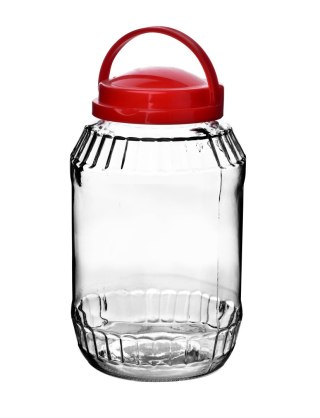 Duży Słój Szklany BASIC KITCHEN 3,1 L – z Czerwoną Pokrywką i Uchwytem, COOKINI