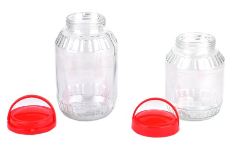 Duży Słój Szklany BASIC KITCHEN 3,1 L – z Czerwoną Pokrywką i Uchwytem, COOKINI