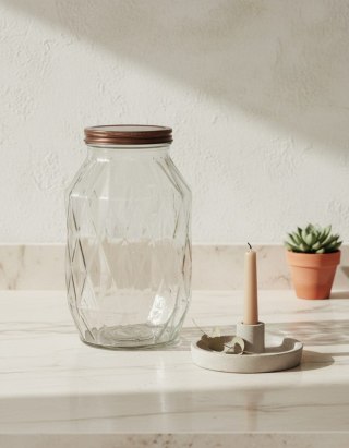 Słój Szklany Diamentowy BASIC KITCHEN 3400 ml – Przezroczysty, Wysoki Pojemnik ALLESKEN
