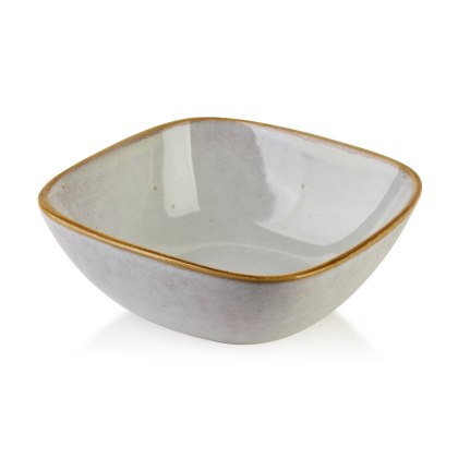 Kwadratowa Miska Ceramiczna BASIC NATURE 15 cm 410 ml – Piaskowy Krem, Styl Rzemieślniczy