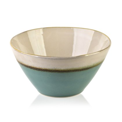 Ceramiczna Miska do Zupy BASIC NATURE 15 cm 600 ml – Dwukolorowa: Morski Teal i Krem
