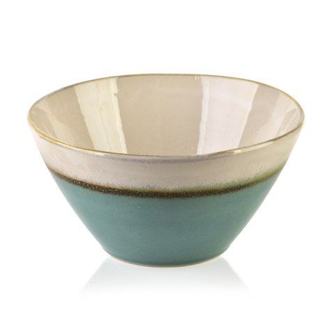 Ceramiczna Miska do Zupy BASIC NATURE 15 cm 600 ml – Dwukolorowa: Morski Teal i Krem