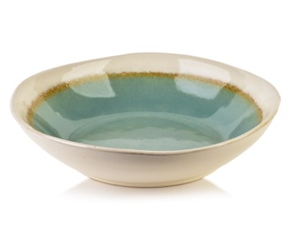 Ceramiczna Miska do Zupy BASIC NATURE 20 cm 510 ml – Morski Teal i Piaskowy Beż