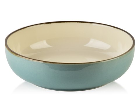 Ceramiczna Miska do Zupy BASIC NATURE 22 cm 800 ml – Morski Teal i Piaskowy Beż