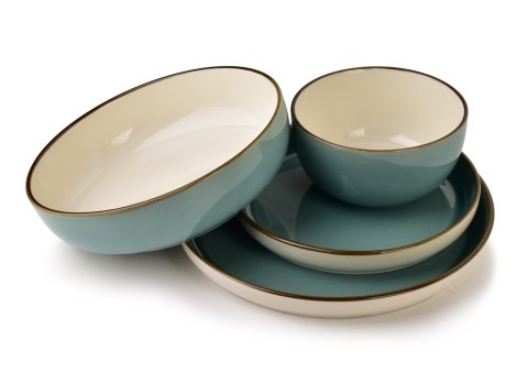 Ceramiczna Miska do Zupy BASIC NATURE 22 cm 800 ml – Morski Teal i Piaskowy Beż