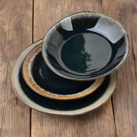 Ceramiczna Miska BASIC NATURE 23 cm 600 ml – Morski Granat i Piasek, Styl Rzemieślniczy