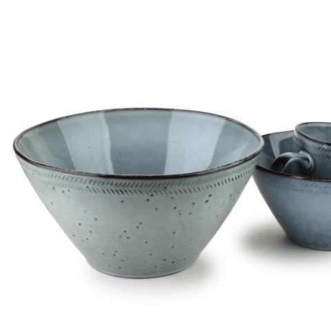 Ceramiczna Miska BASIC NATURE 23 cm 2L – Głęboki Granat, Styl Rzemieślniczy