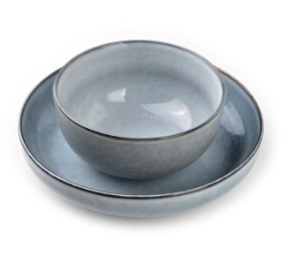 Ceramiczna Miska do Zupy BASIC NATURE 22,5 cm 1L – Niebieski Gradient, Styl Rzemieślniczy