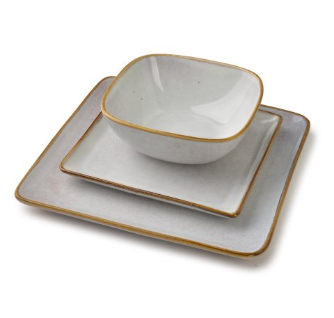 Ceramiczny Talerz Kwadratowy Deserowy BASIC NATURE 18 cm – Styl Rękodzielniczy, Piaskowy Krem