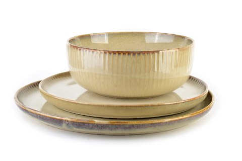 Ceramiczny Talerz Obiadowy BASIC NATURE 26 cm – Styl Rękodzielniczy, Ryflowany Brzeg