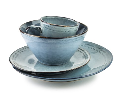 Ceramiczny Talerz Obiadowy BASIC NATURE 27,5 cm – Niebieski, Styl Rękodzielniczy