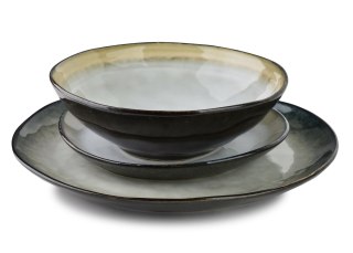 Ceramiczny Talerz Obiadowy BASIC NATURE 28 cm – Styl Rękodzielniczy, Reaktywne Szkliwo