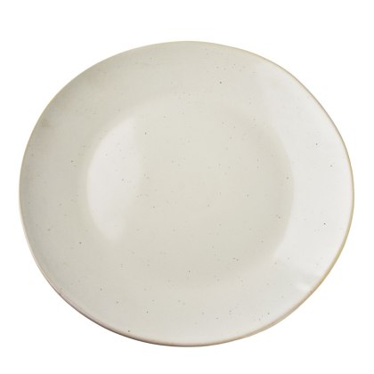 Ceramiczny Talerz Obiadowy BASIC NATURE 28 cm – Nakrapiany Krem, Styl Rękodzielniczy