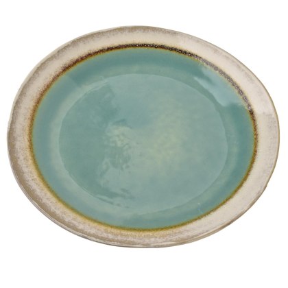 Ceramiczny Talerz Płaski BASIC NATURE 27,5 cm – Morski Teal, Styl Rękodzielniczy