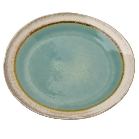 Ceramiczny Talerz Płaski BASIC NATURE 27,5 cm – Morski Teal, Styl Rękodzielniczy