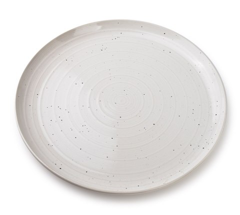 Ceramiczny Talerz Płaski BASIC NATURE 28,5 cm – Nakrapiana Biel, Styl Rękodzielniczy