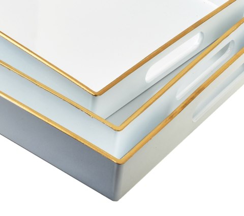 Komplet 3 Tac Dekoracyjnych BLANCHE WHITE – Biały Połysk, Świeży Minimalizm