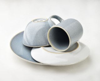 Ceramiczny Talerz Płaski BASIC NATURE 28 cm – Błękitne Niebo, Styl Rękodzielniczy