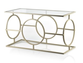 Metalowy Stolik Konsola CEDRIC 80 cm – Złoty ze Szklanym Blatem