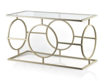 Metalowy Stolik Konsola CEDRIC 80 cm – Złoty ze Szklanym Blatem