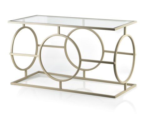 Metalowy Stolik Konsola CEDRIC 80 cm – Złoty ze Szklanym Blatem