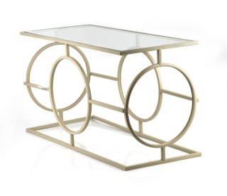 Metalowy Stolik Konsola CEDRIC 80 cm – Złoty ze Szklanym Blatem