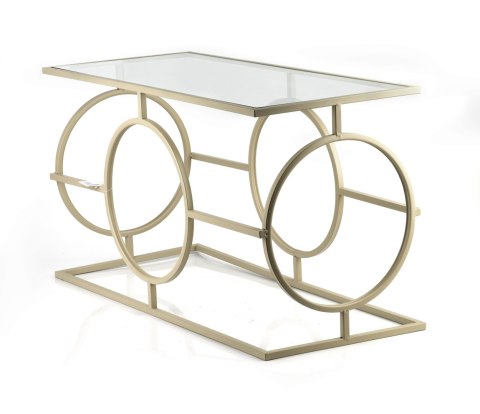 Metalowy Stolik Konsola CEDRIC 80 cm – Złoty ze Szklanym Blatem