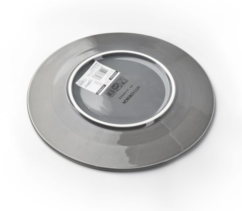 HUDSON Talerz Obiadowy 27 cm – Szara Porcelana, Efekt Młotkowania