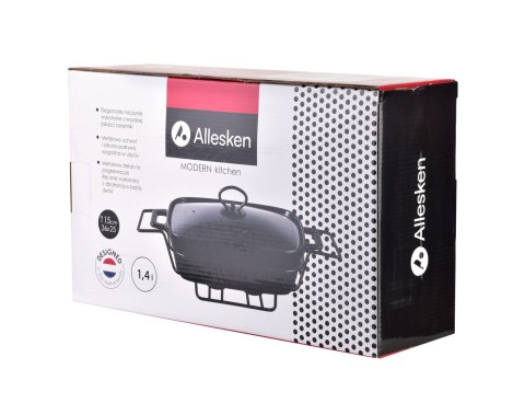 MODERN KITCHEN Naczynie z podgrzewaczem 1,4 L – Czarne Prostokątne, Allesken