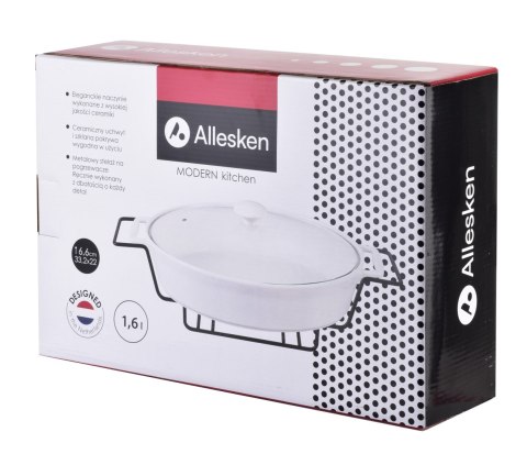 MODERN KITCHEN Naczynie z podgrzewaczem 1,6 L – Gładka Biała Kamionka, Allesken