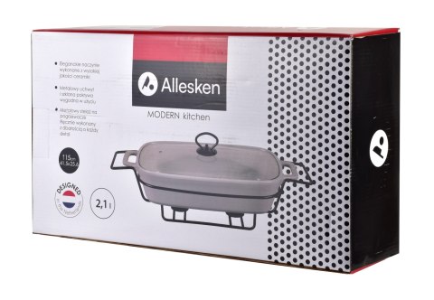 MODERN KITCHEN Naczynie z podgrzewaczem 2,1 L – Szare Prostokątne XXL, Allesken