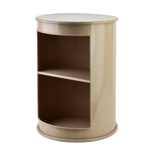 ROGER Stolik metalowy z półką 33,5x46 cm – Beżowy, Okrągły, Nowoczesny