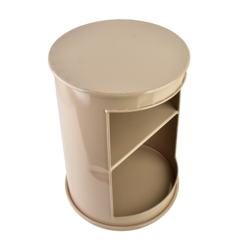 ROGER Stolik metalowy z półką 33,5x46 cm – Beżowy, Okrągły, Nowoczesny
