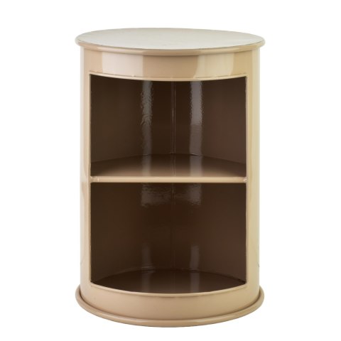 ROGER Stolik metalowy z półką 33,5x46 cm – Beżowy, Okrągły, Nowoczesny