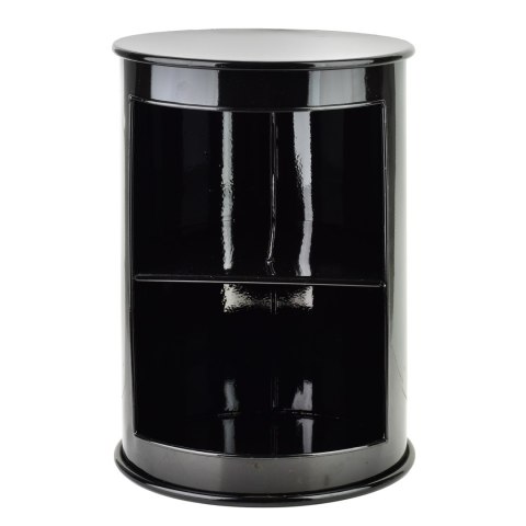 ROGER Stolik metalowy z półką 33,5x46 cm – Czarny, Okrągły, Industrialny