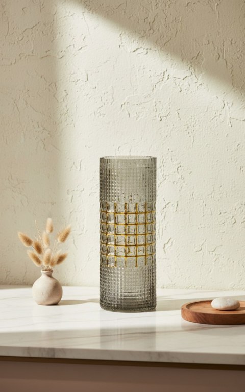 Wazon szklany SERENITE 11,5x11,5x30 cm – Mondex, Struktura Kratki