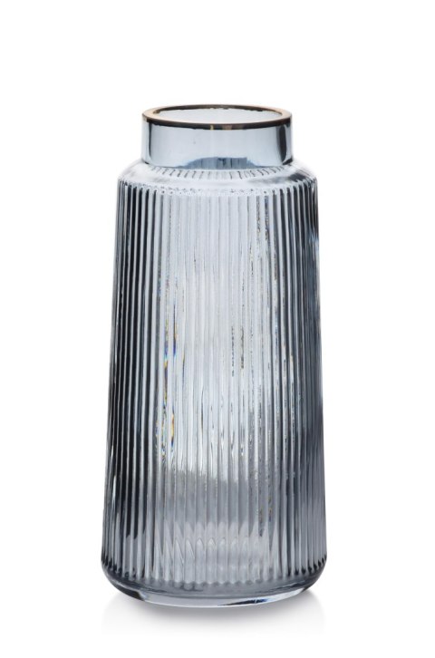 Wazon szklany SERENITE 12x12x26 cm – Mondex, Szaro-złoty, Pionowe paski